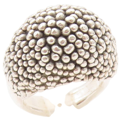 925 Sterling Silver Vintage Ring ISRAEL Modernist Beaded Dome  Sz 8.5  RG36468