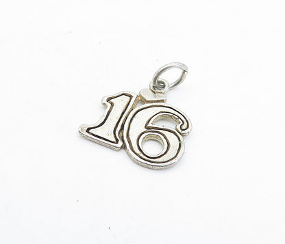 925 Sterling Silver  Vintage Sweet Sixteen Love Heart Drop Pendant  PT4671