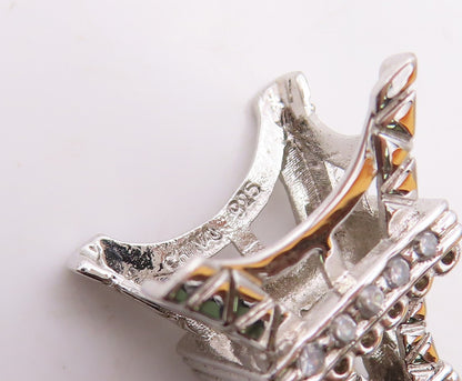 925 Sterling Silver  Vintage Cubic Zirconia Paris Eiffel Tower Pendant PT20773