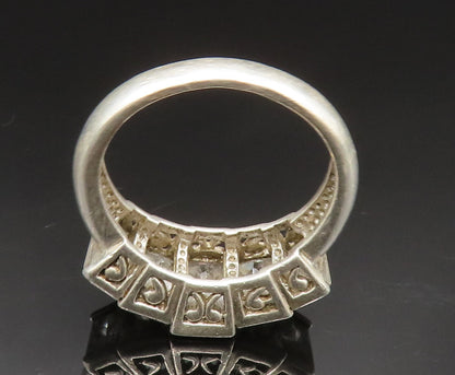 925 Silver  Vintage Graduated Five Stone Cubic Zirconia Ring Sz 9  RG24594
