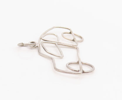 925 Sterling Silver Vintage Pendant ALWAND VAHAN Classic Wireframe Car  PT25853