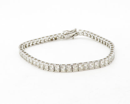 925 Sterling Silver  Sparkling Cubic Zirconia Square Tennis Bracelet  BT5073