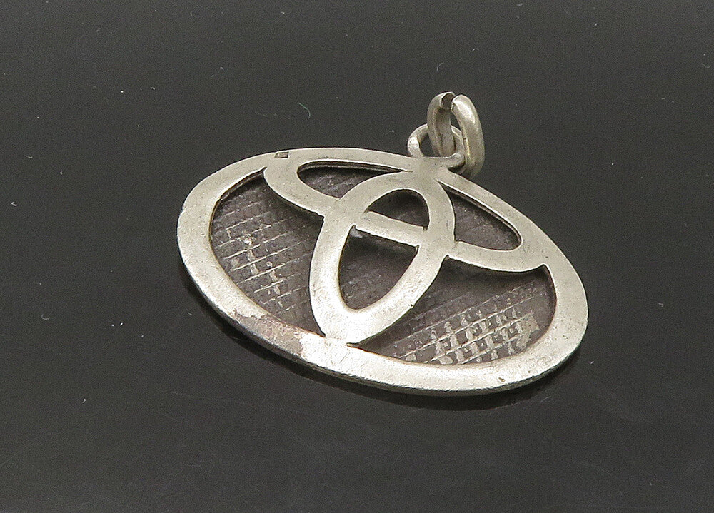 MIDDLE EAST 925 Sterling Silver  Vintage Shiny Oxidized Oval Pendant  PT18718
