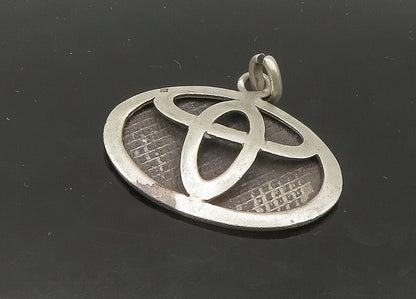 MIDDLE EAST 925 Sterling Silver  Vintage Shiny Oxidized Oval Pendant  PT18718