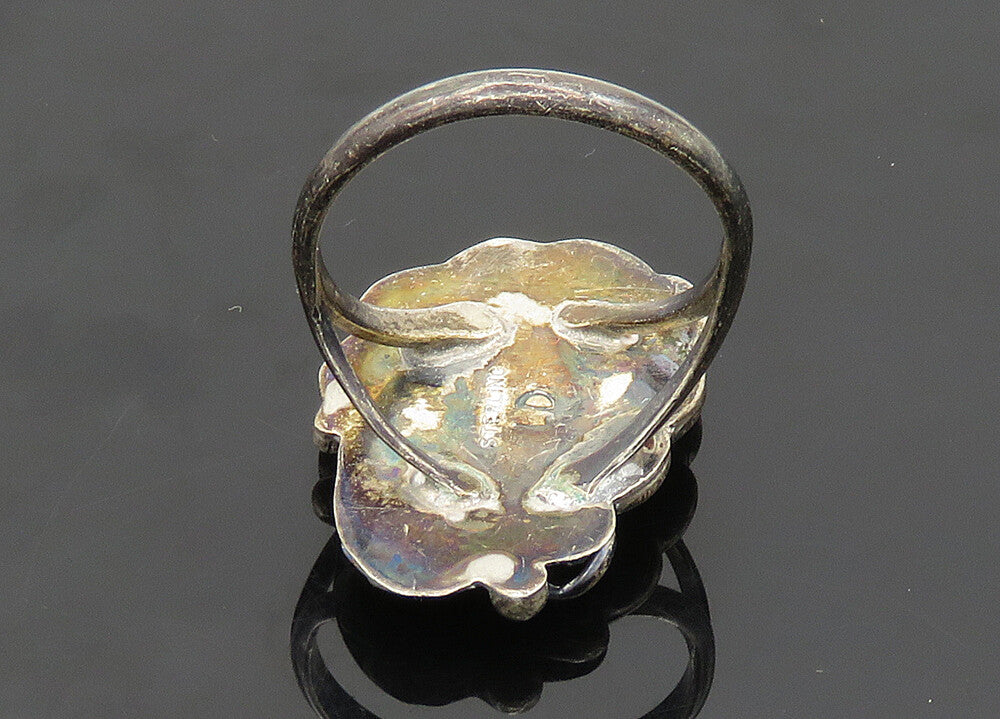 LOWELL DRAPER NAVAJO 925 Silver  Vintage Mother Of Pearl Ring Sz 8  RG20354