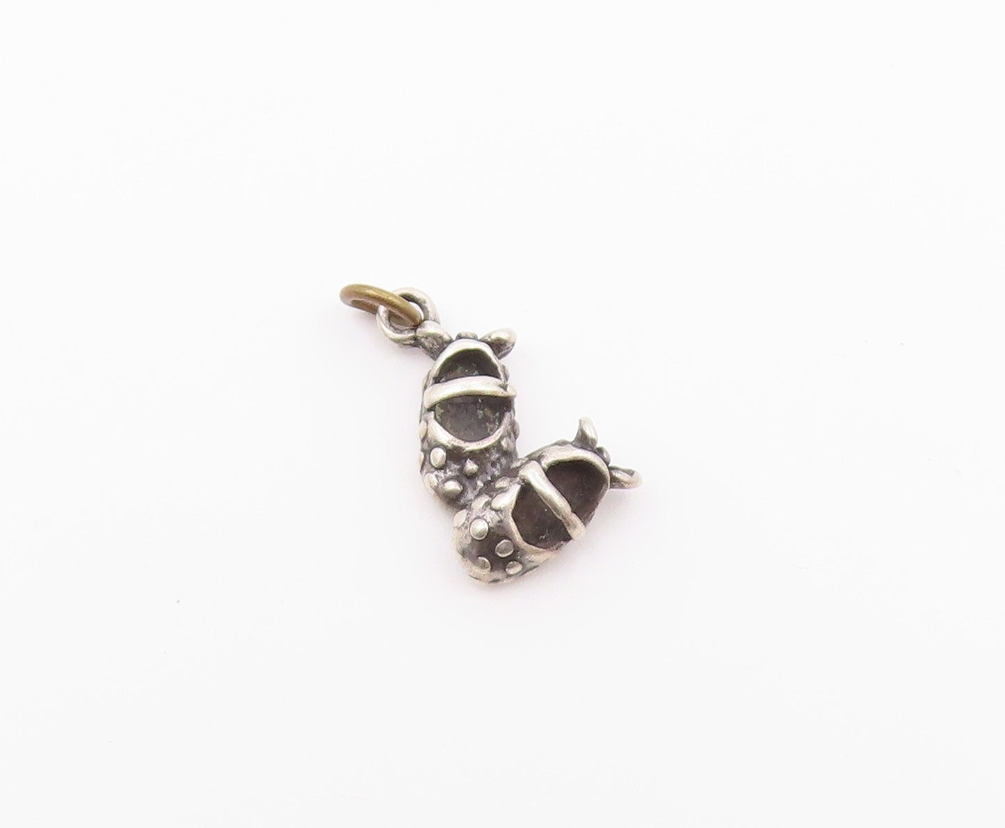 925 Sterling Silver Vintage Petite Pair Of Mary Jane Shoes Pendant PT17746