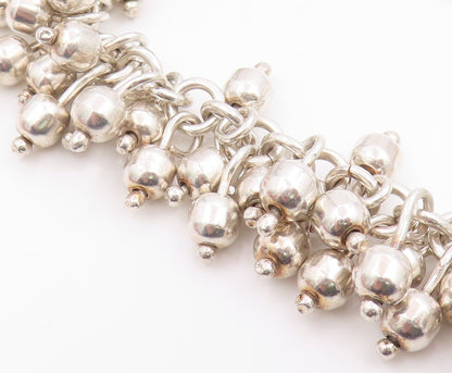 925 Sterling Silver Vintage Bracelet Modernist Solid Bead Cluster Chain  BT12056