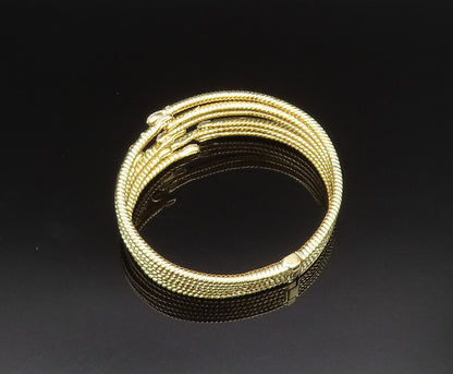 925 Silver  Vintage Ribbed Gold Plated Multi Row Topaz Bypass Bracelet  BT9558