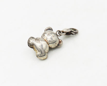 925 Sterling Silver  Vintage Dark Tone Teddy Bear Hollow Pendant  PT13749