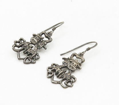 925 Sterling Silver  Vintage Oxidized Cow Couple Dangle Earrings  EG8018