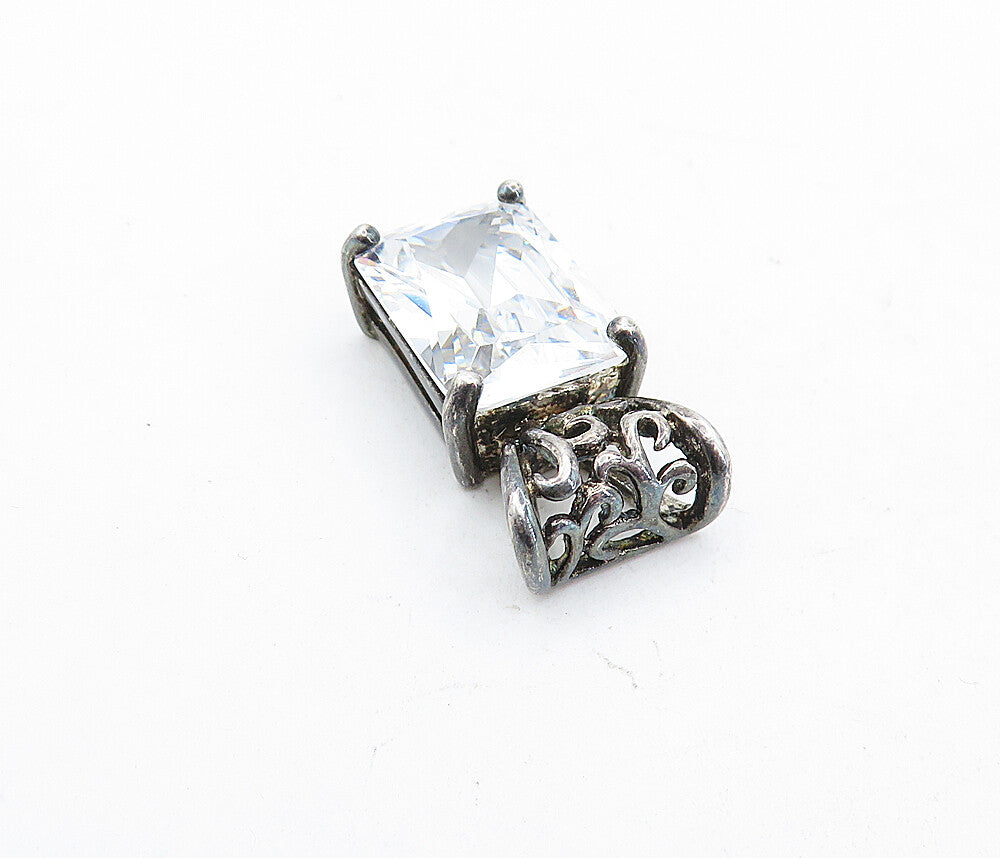 ROSS SIMON 925 Silver  Vintage Prong Set Cubic Zirconia Swirl Pendant  PT4018
