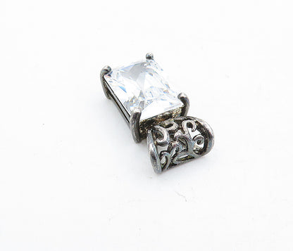 ROSS SIMON 925 Silver  Vintage Prong Set Cubic Zirconia Swirl Pendant  PT4018