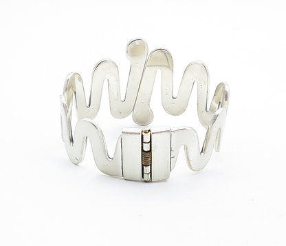 SAUTER RENOIR 925 Sterling Silver  Vintage Wavy Matte Bangle Bracelet  BT2785