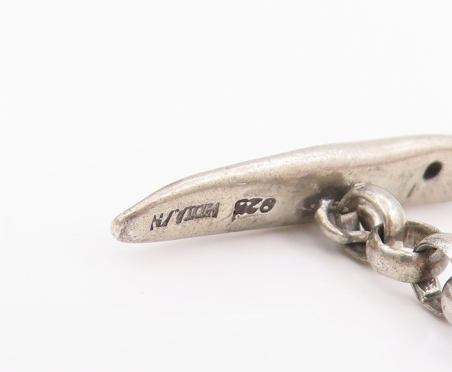 925 Sterling Silver Vintage Bracelet Real Diamonds Modernist Disc Link  BT11706