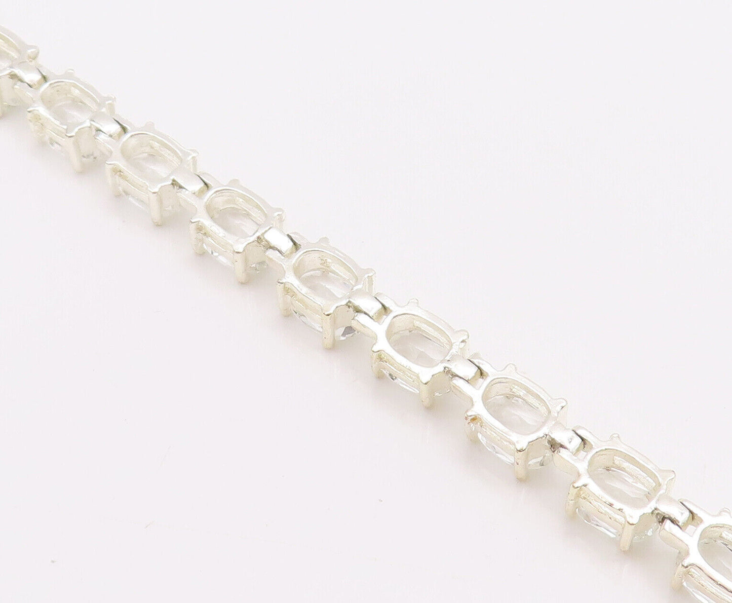 925 Sterling Silver Vintage Bracelet Minimalist Oval Cut Topaz Band  BT10611