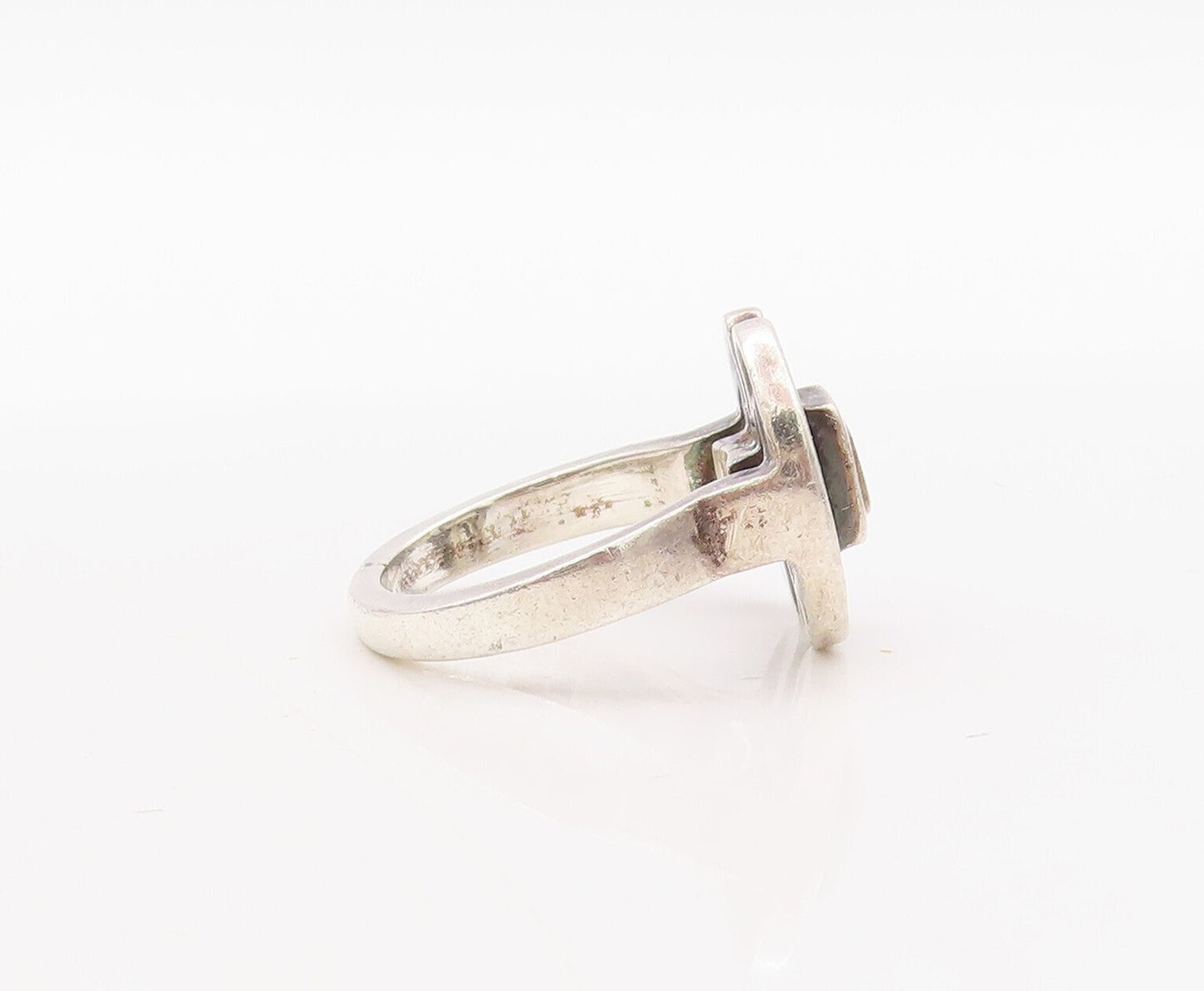 14k Gold 925 Sterling Silver Vintage Ring Double D & Square Cut  Sz 5.5  RG31408