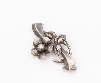 925 Sterling Silver Vintage Brooch Pin Solid Carved Floral Design  BP10995