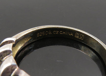 925 Silver  Vintage Cubic Zirconia 5 Stone Petite Band Ring Sz 5  RG22211
