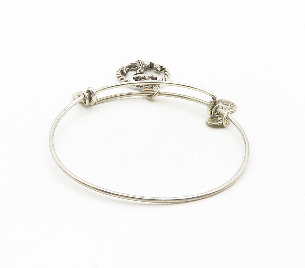 ALEX & ANI 925 Silver  Vintage Ship Anchor Charmed Bangle Bracelet  BT6117