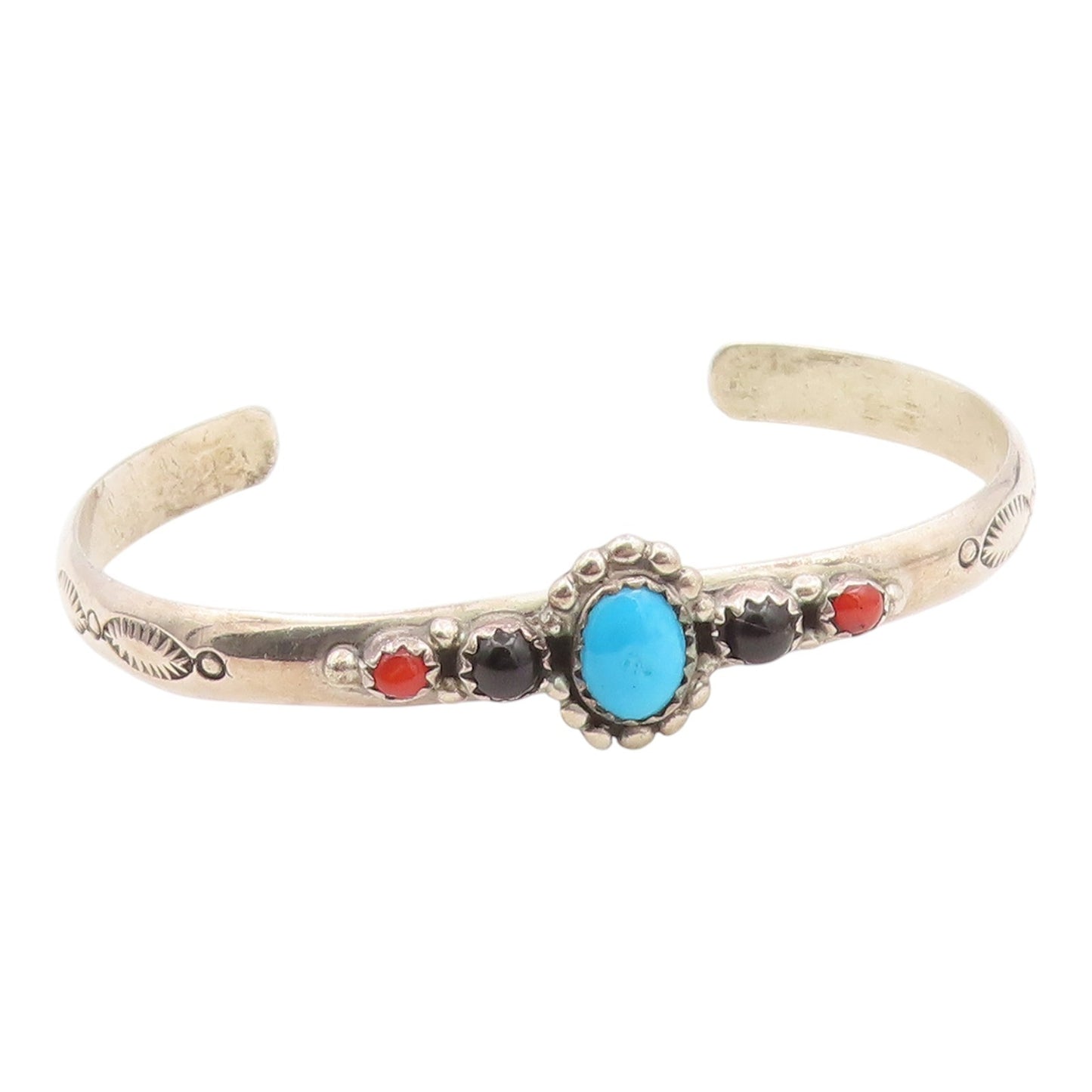 925 Sterling Silver Vintage Bracelet RICHARD BEGAY NAVAJO Multi Gemstone BT12166