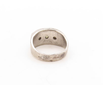 925 Sterling Silver Vintage Ring Antique Design Topaz Inlay  Sz 10.5  RG31438