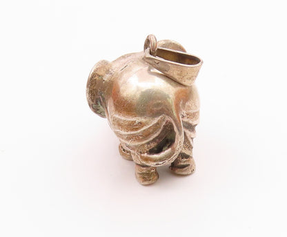 925 Sterling Silver  Vintage Puffy Sculpted Elephant Animal Pendant  PT20211