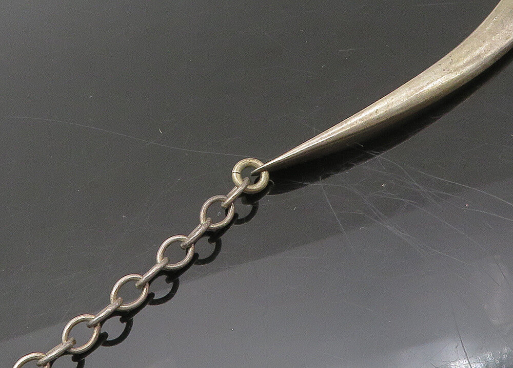 925 Sterling Silver  Vintage Dark Tone Swirl Bar Link Chain Necklace  NE3613