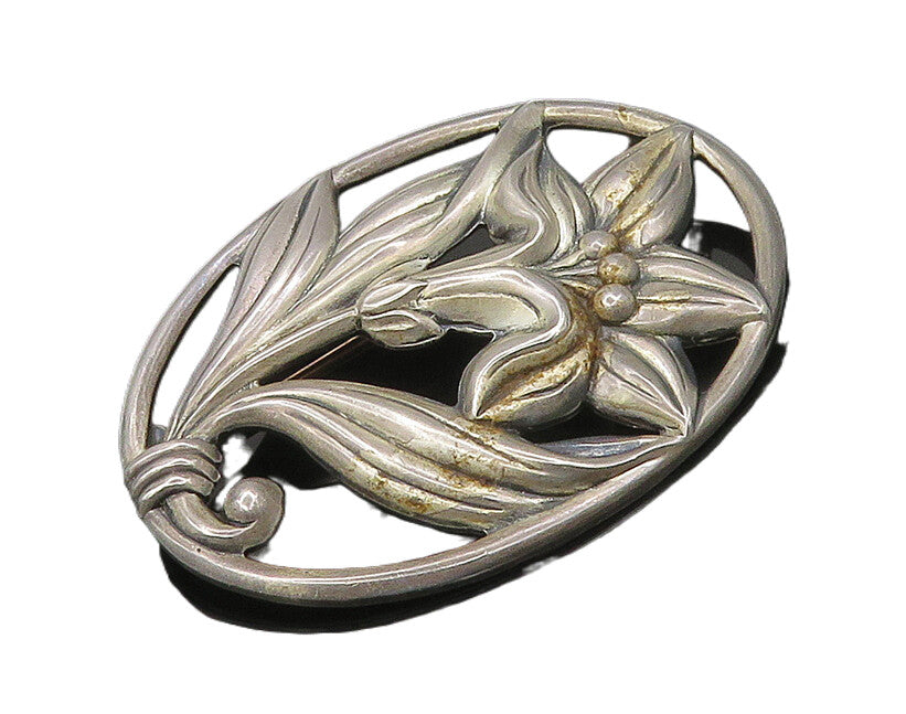 DANECRAFT 925 Sterling Silver  Vintage Blooming Flower Brooch Pin  BP7129