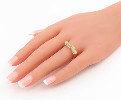 925 Sterling Silver Vintage Ring Five Stone Citrine Elegant Band Sz 8.5 RG34998