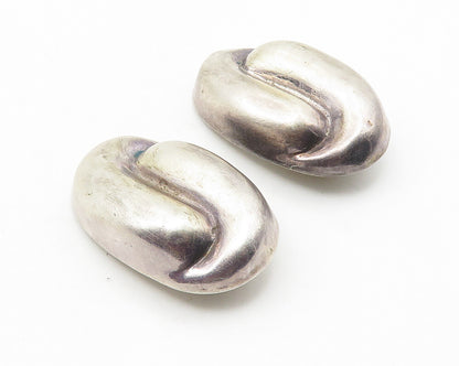 925 Sterling Silver  Vintage Hollow Bypass Dome Non Pierce Earrings  EG5701