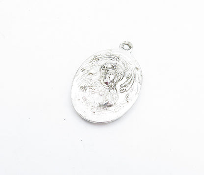 925 Sterling Silver  Vintage Petite Enamel Coated Our Lady Pendant  PT3846