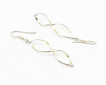 925 Sterling Silver  Shiny Polished Infinity Loop Dangle Earrings  EG5669