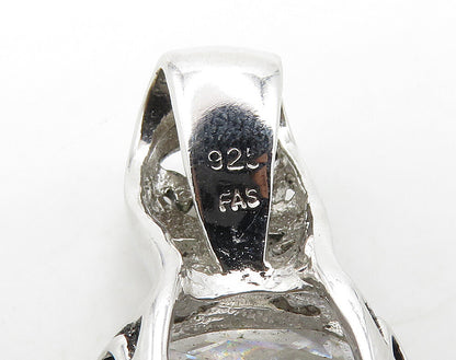 925 Sterling Silver  Sparkling Faceted Cubic Zirconia Floral Pendant  PT12668