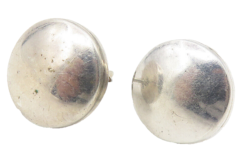 925 Sterling Silver  Vintage Minimalist Smooth Round Stud Earrings  EG5973