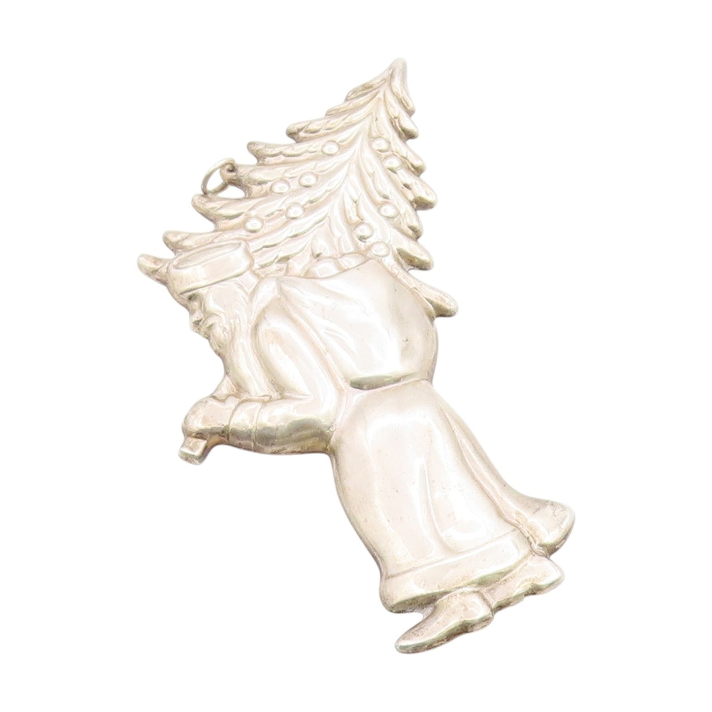 925 Sterling Silver Vintage Pendant Santa Claus Carrying Christmas Tree  PT25817