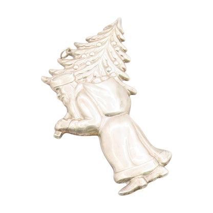 925 Sterling Silver Vintage Pendant Santa Claus Carrying Christmas Tree  PT25817