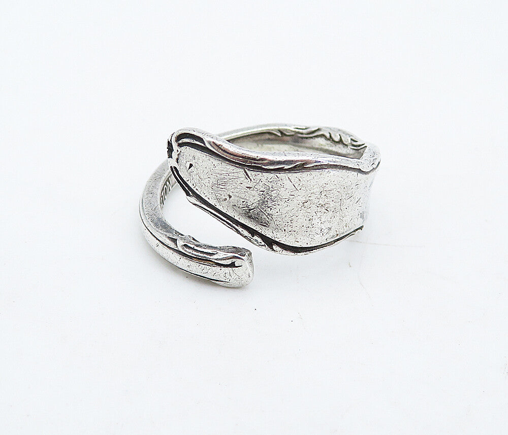 REED & BARTON 925 Sterling Silver Vintage Spoon Bypass Band Ring Sz 6.5  RG4842