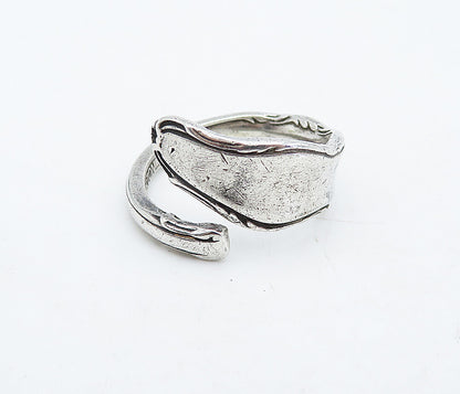 REED & BARTON 925 Sterling Silver Vintage Spoon Bypass Band Ring Sz 6.5  RG4842