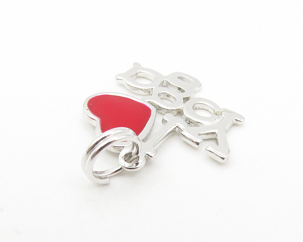 925 Sterling Silver  Shiny Enamel Detail I Love Yoga Drop Pendant  PT9100