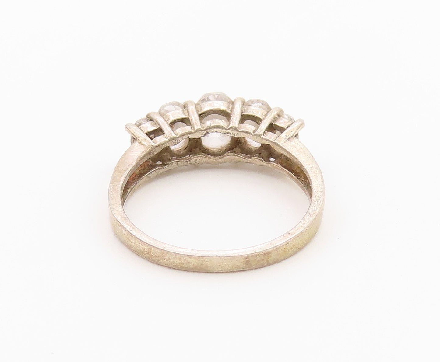 925 Sterling Silver Vintage Ring Elegant Oval Cut White Topaz Band Sz 7 RG36448