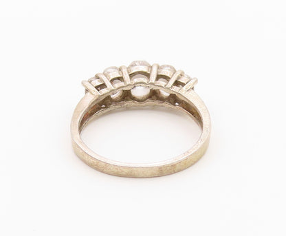 925 Sterling Silver Vintage Ring Elegant Oval Cut White Topaz Band Sz 7 RG36448