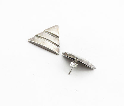 925 Sterling Silver  Vintage Dark Tone Pyramid Shaped Drop Earrings  EG4360