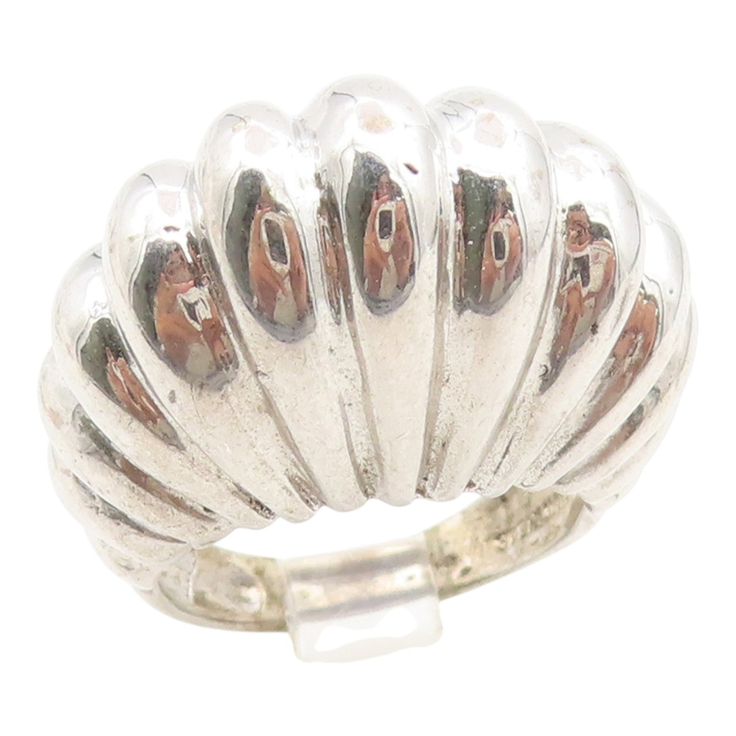 925 Sterling Silver Vintage Ring Minimalist Fluted Dome Band  Sz 6.5  RG35294