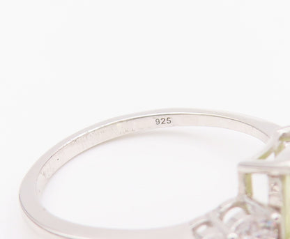 925 Sterling Silver Vintage Ring D'JOY Two Tone Square & Inlay CZ  Sz 8  RG28136