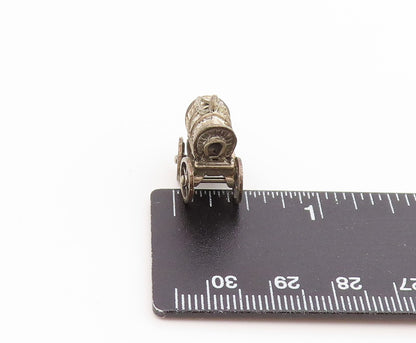 925 Sterling Silver Vintage Pendant Miniature Covered Wagon Charm MOVES  PT26263