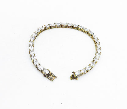 925 Sterling Silver  Vintage Sparkling Cubic Zirconia Tennis Bracelet  BT1865