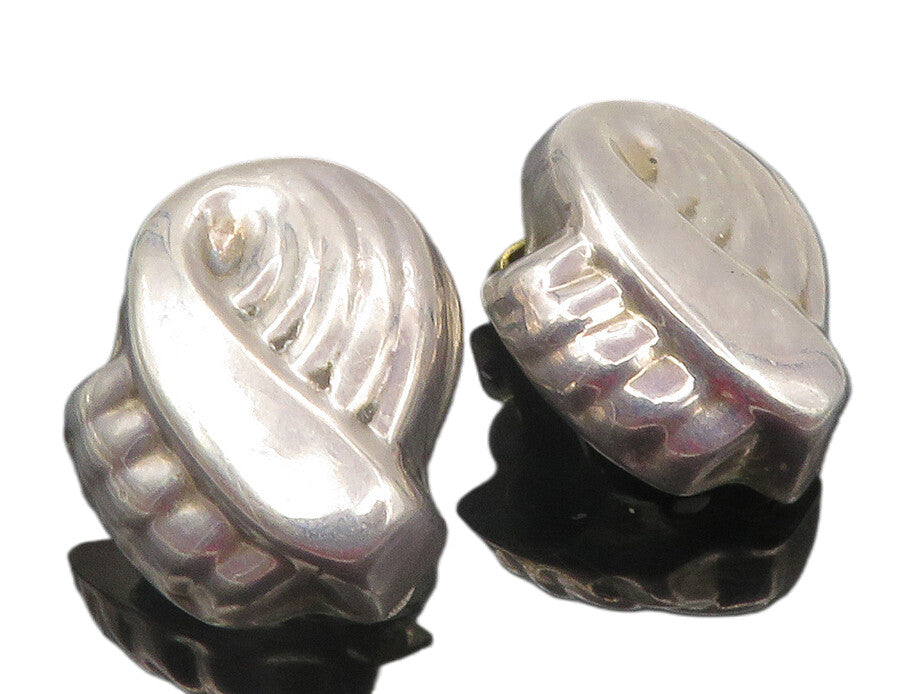 925 Sterling Silver  Vintage Hollow Ribbon Design Non Pierce Earrings  EG5971