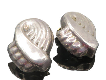 925 Sterling Silver  Vintage Hollow Ribbon Design Non Pierce Earrings  EG5971