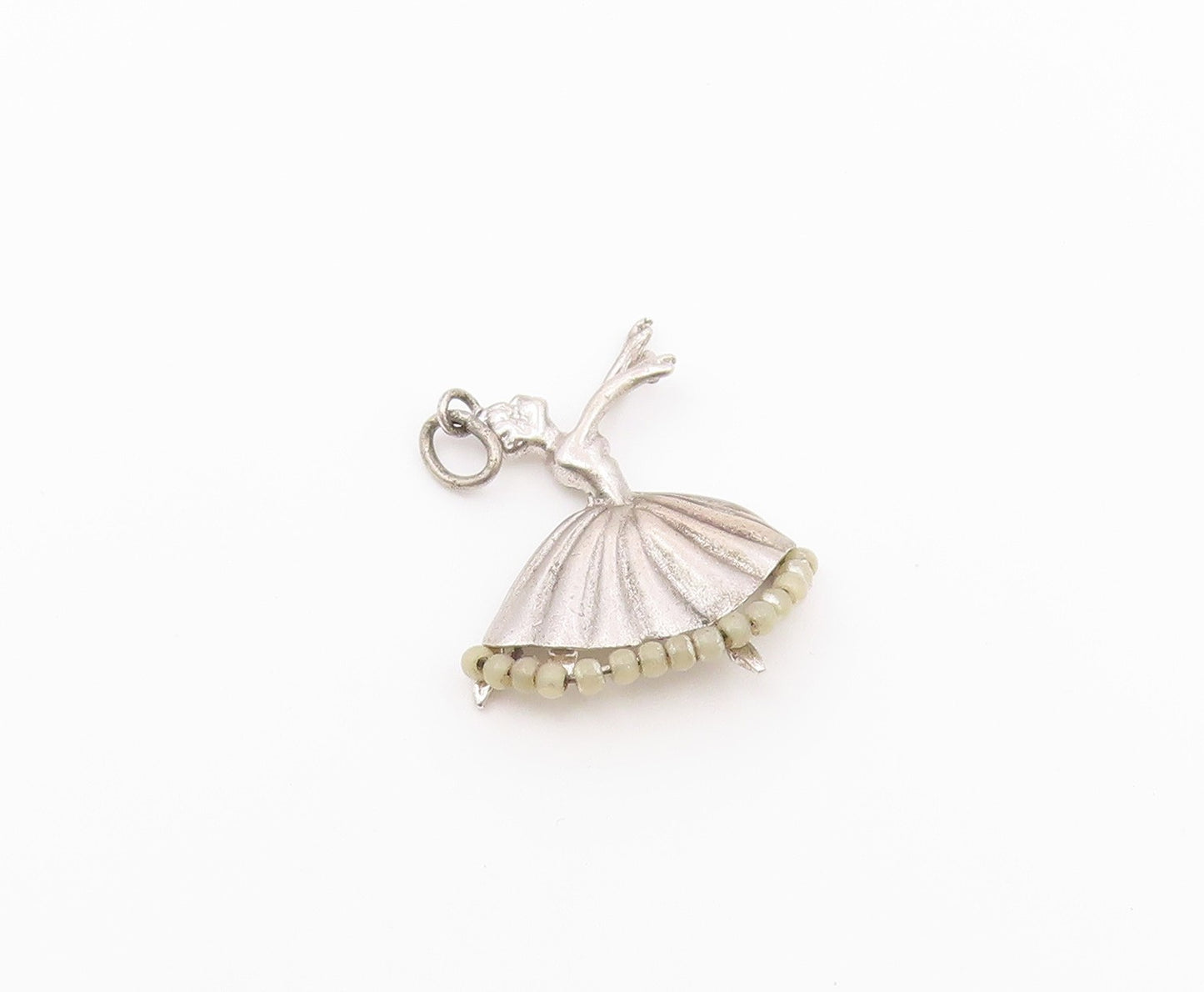 925 Sterling Silver  Vintage Carved Dancing Ballerina Pendant  PT21119