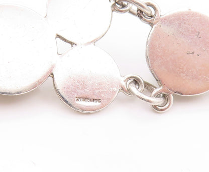 925 Sterling Silver Vintage Bracelet Designer Cabochon Round Gemstones  BT11154